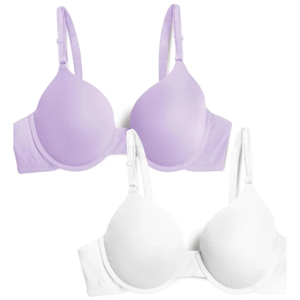 Fruit of the Loom White and Purple Bra Set NWT